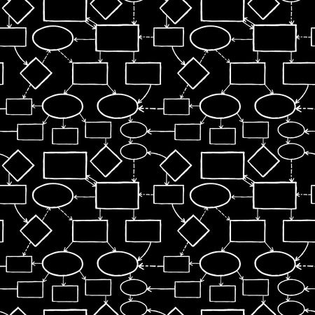 Vector blackboard chalk mind map seamless pattern background with hand drawn elementsの写真素材