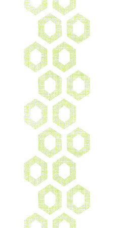 Vector abstract green fabric textured honeycomb cutout vertical seamless pattern background