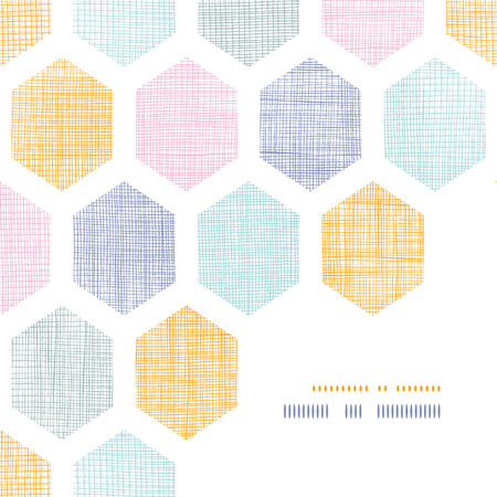 Vector abstract colorful honeycomb fabric textured frame corner pattern backgroundのイラスト素材