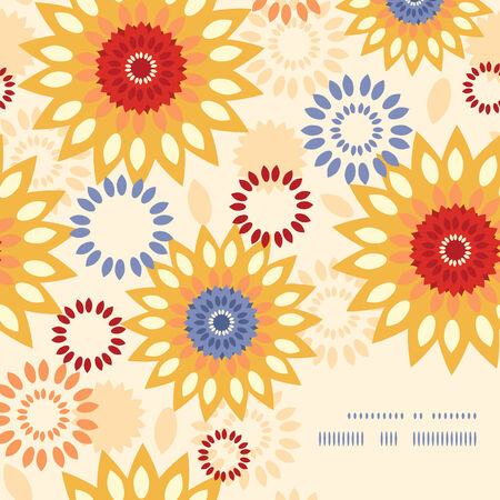 Vector warm vibrant floral abstract frame corner pattern backgroundのイラスト素材