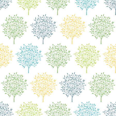 vector summer trees colorful seamless pattern backgroundのイラスト素材