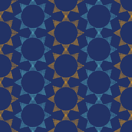 Abstract textile stars on dark geometric seamless pattern background