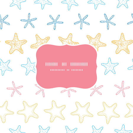 Starfish colorful line art frame seamless pattern backgroundのイラスト素材