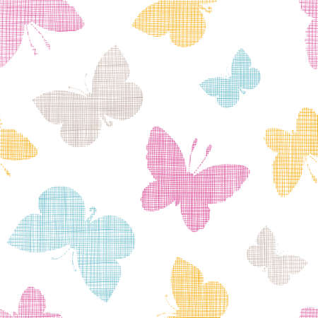 Textile textured colorful butterflies seamless pattern backgroundのイラスト素材