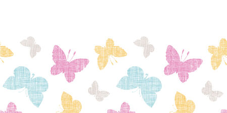 Textile textured colorful butterflies horizontal seamless pattern backgroundのイラスト素材