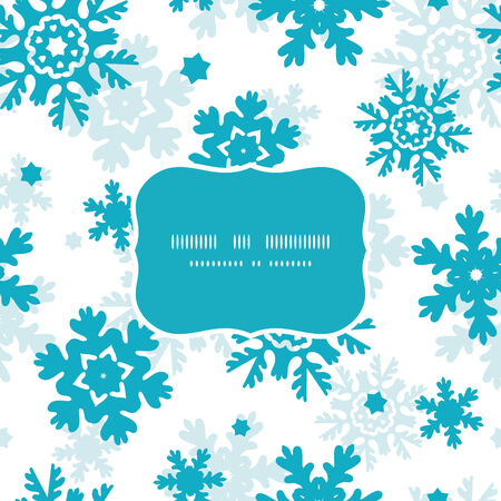 Blue Frost Snowflakes Blue Frame Seamless Pattern Backgroundのイラスト素材