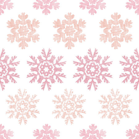 Red Christmas Snowflakes Geometric Textile Texture Seamless Pattern Backgroundのイラスト素材