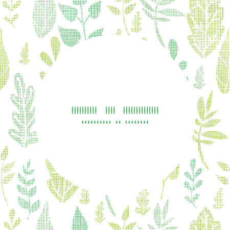 Textile textured spring leaves center frame seamless pattern backgroundのイラスト素材
