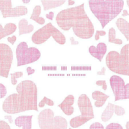 Pink textile hearts center frame seamless pattern backgroundのイラスト素材