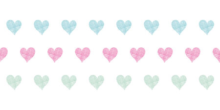 Colorful polka dot textile hearts horizontal seamless pattern background