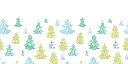 Green blue Christmas trees silhouettes textile horizontal seamless pattern backgroundのイラスト素材
