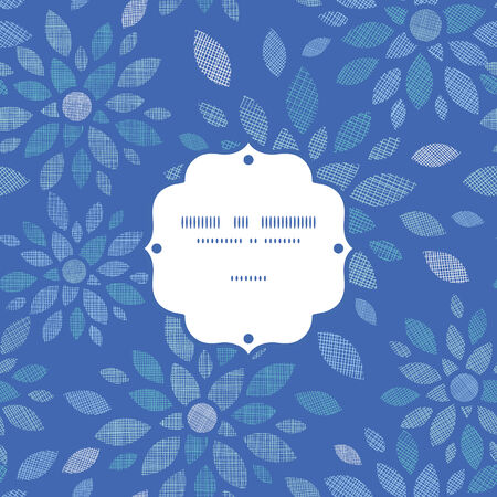 Blue textile peony flowers frame seamless pattern backgroundのイラスト素材