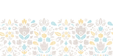 Abstract vintage ornamental tulips textile horizontal border seamless pattern backgroundのイラスト素材