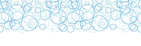 Vector abstract blue circles horizontal border seamless pattern backgroundのイラスト素材