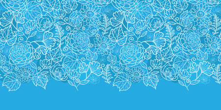 Vector blue field floral texture horizontal border seamless pattern backgroundのイラスト素材