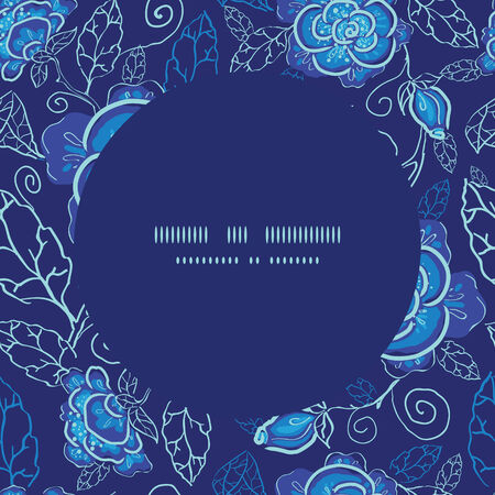Vector blue night flowers frame seamless pattern backgroundのイラスト素材