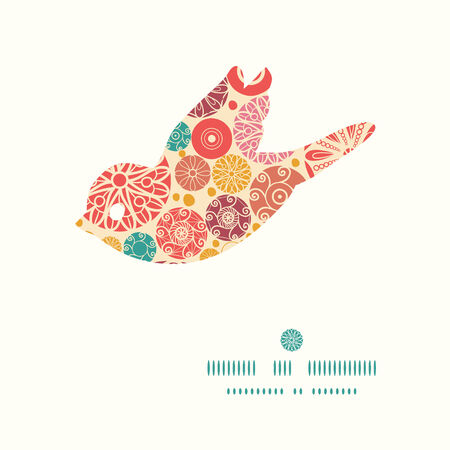 Vector abstract decorative circles bird silhouette pattern frameのイラスト素材