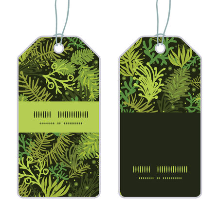 Vector evergreen christmas tree vertical stripe frame pattern tags setのイラスト素材