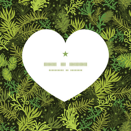 Vector evergreen christmas tree heart silhouette pattern frameのイラスト素材