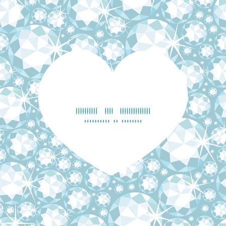 Vector shiny diamonds heart silhouette pattern frameのイラスト素材