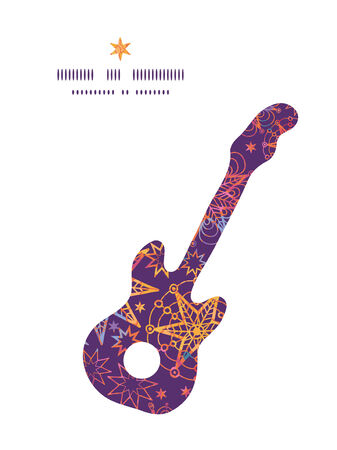 Vector textured christmas stars guitar music silhouette pattern frameのイラスト素材