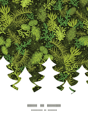 Vector evergreen christmas tree Christmas tree silhouette pattern frame card templateのイラスト素材