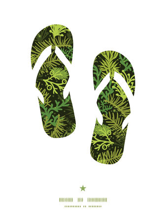 Vector evergreen christmas tree flip flops silhouettes pattern frameのイラスト素材