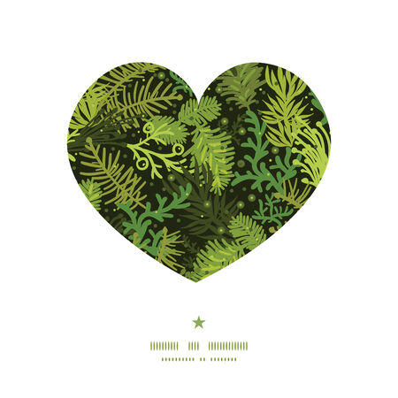 Vector evergreen christmas tree heart silhouette pattern frameのイラスト素材