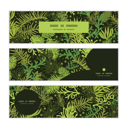 Vector evergreen christmas tree horizontal banners set pattern backgroundのイラスト素材