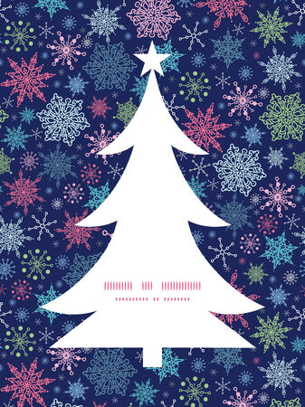 Vector snowflakes on night sky Christmas snowflake silhouette pattern frame card templateのイラスト素材