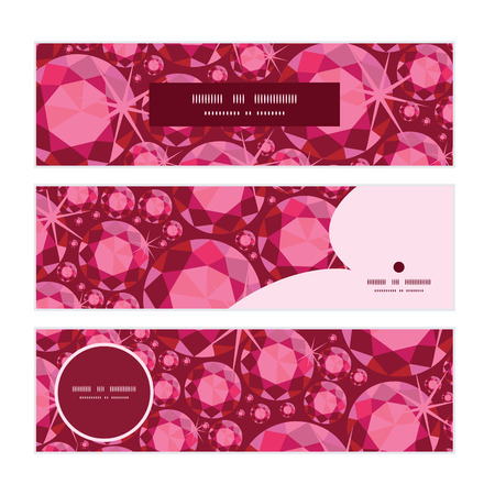 Vector ruby horizontal banners set pattern backgroundのイラスト素材