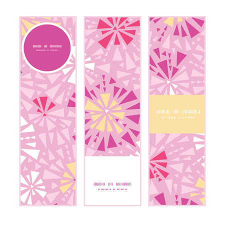 Vector pink abstract triangles vertical banners set pattern backgroundのイラスト素材
