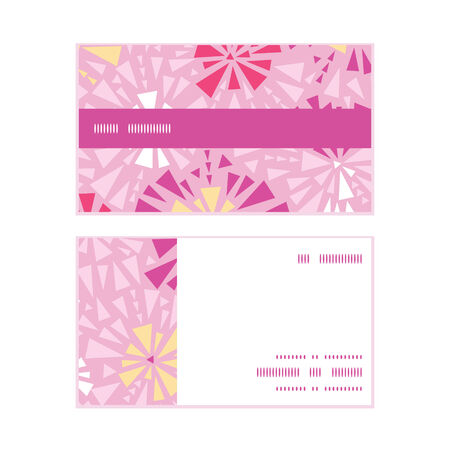 Vector pink abstract triangles horizontal stripe frame pattern business cards setのイラスト素材