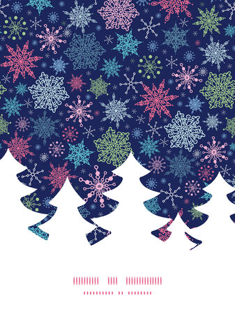 Vector snowflakes on night sky Christmas snowflake silhouette pattern frame card templateのイラスト素材
