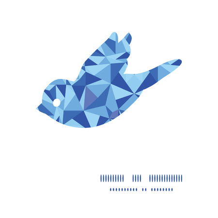 Vector blue triangle texture bird silhouette pattern frameのイラスト素材
