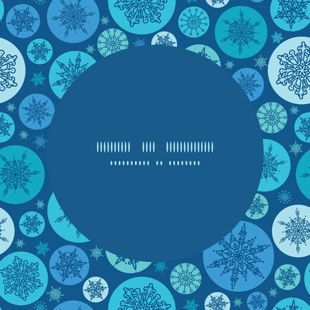 Vector round snowflakes Christmas snowflake silhouette pattern frame card templateのイラスト素材