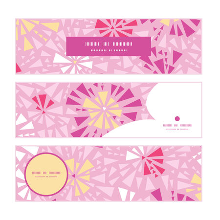 Vector pink abstract triangles horizontal banners set pattern backgroundのイラスト素材