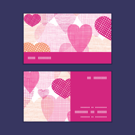 Vector textured fabric hearts heart silhouette pattern frameのイラスト素材