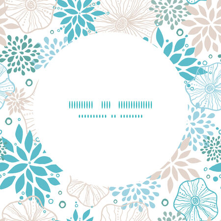 Vector blue and gray plants frame seamless pattern backgroundのイラスト素材