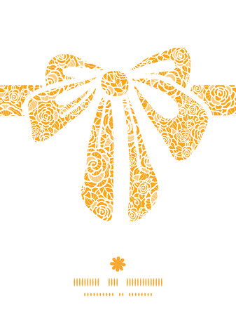 Vector golden lace roses gift bow silhouette pattern frameのイラスト素材