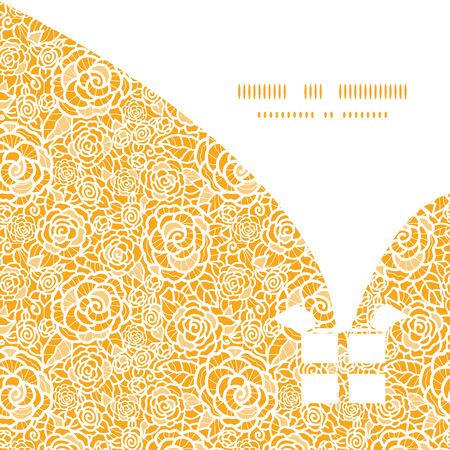 Vector golden lace roses Christmas gift box silhouette pattern frame card templateのイラスト素材