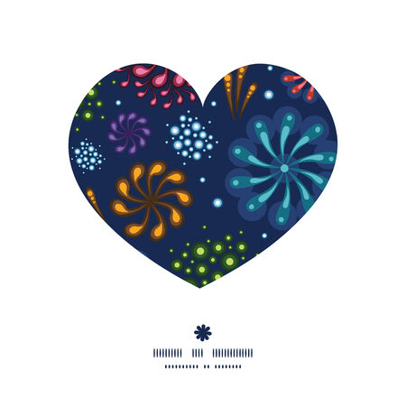 Vector holiday fireworks heart silhouette pattern frameのイラスト素材