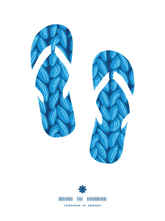 Vector knit sewater fabric horizontal texture flip flops silhouettes pattern frameのイラスト素材