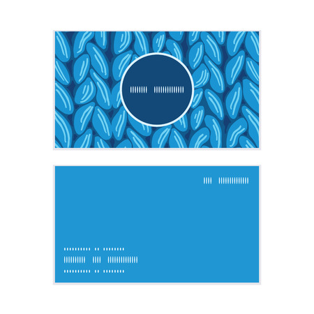 Vector knit sewater fabric horizontal texture vertical round frame pattern business cards setのイラスト素材