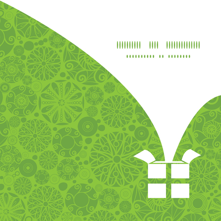 Vector abstract green and white circles Christmas gift box silhouette pattern frame card templateのイラスト素材