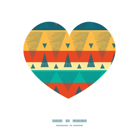 Vector vibrant ikat stripes heart silhouette pattern frameのイラスト素材