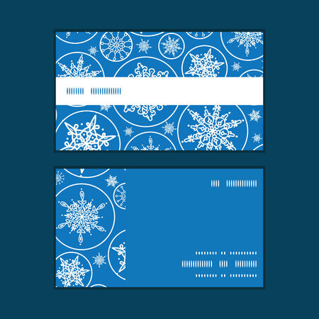 Vector falling snowflakes horizontal stripe frame pattern business cards setのイラスト素材