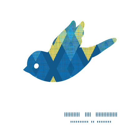Vector colorful fabric ikat diamond bird silhouette pattern frameのイラスト素材