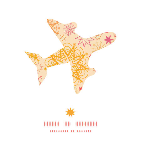Vector warm stars airplane silhouette pattern frameのイラスト素材