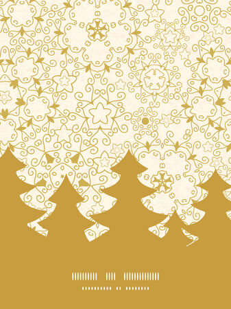 Vector abstract swirls old paper texture Christmas tree silhouette pattern frame card templateのイラスト素材